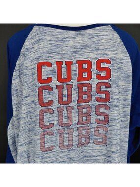 Chicago Cubs Shirt Womens 4XL Blue MLB Baseball New Era Henley 3/4 Sleeve